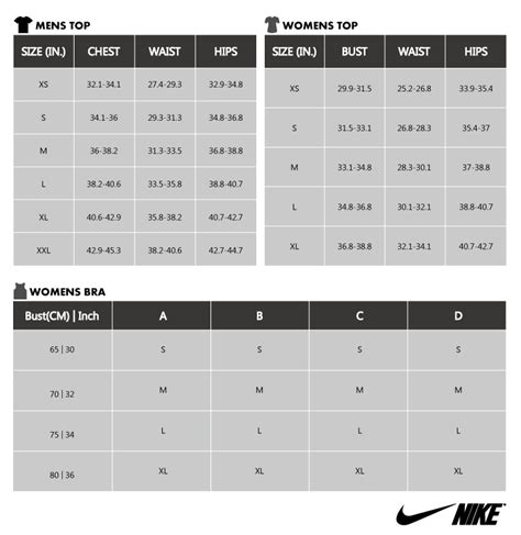 Nike windrunner jacket size chart